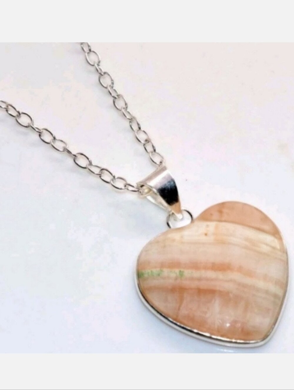 Orange Calcite Heart-Shaped Gemstone Jewelry 925 Sterling Silver Necklace